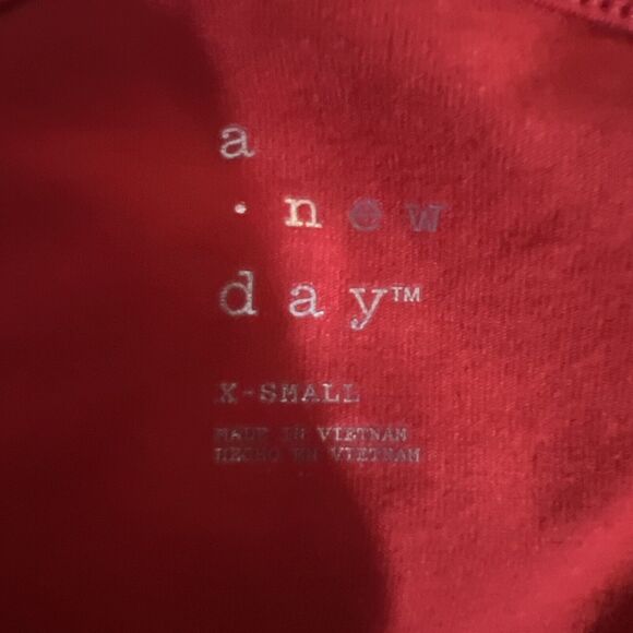 A New Day Crop Top Double Flutter Short Sleeve Slim Fit Red Cotton XS New - Picture 4 of 5